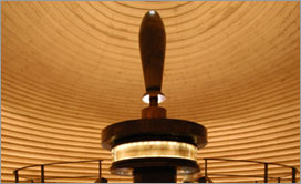 Upper hall interior beneath the parabolic dome, in its center, the Isaiah A Scroll.